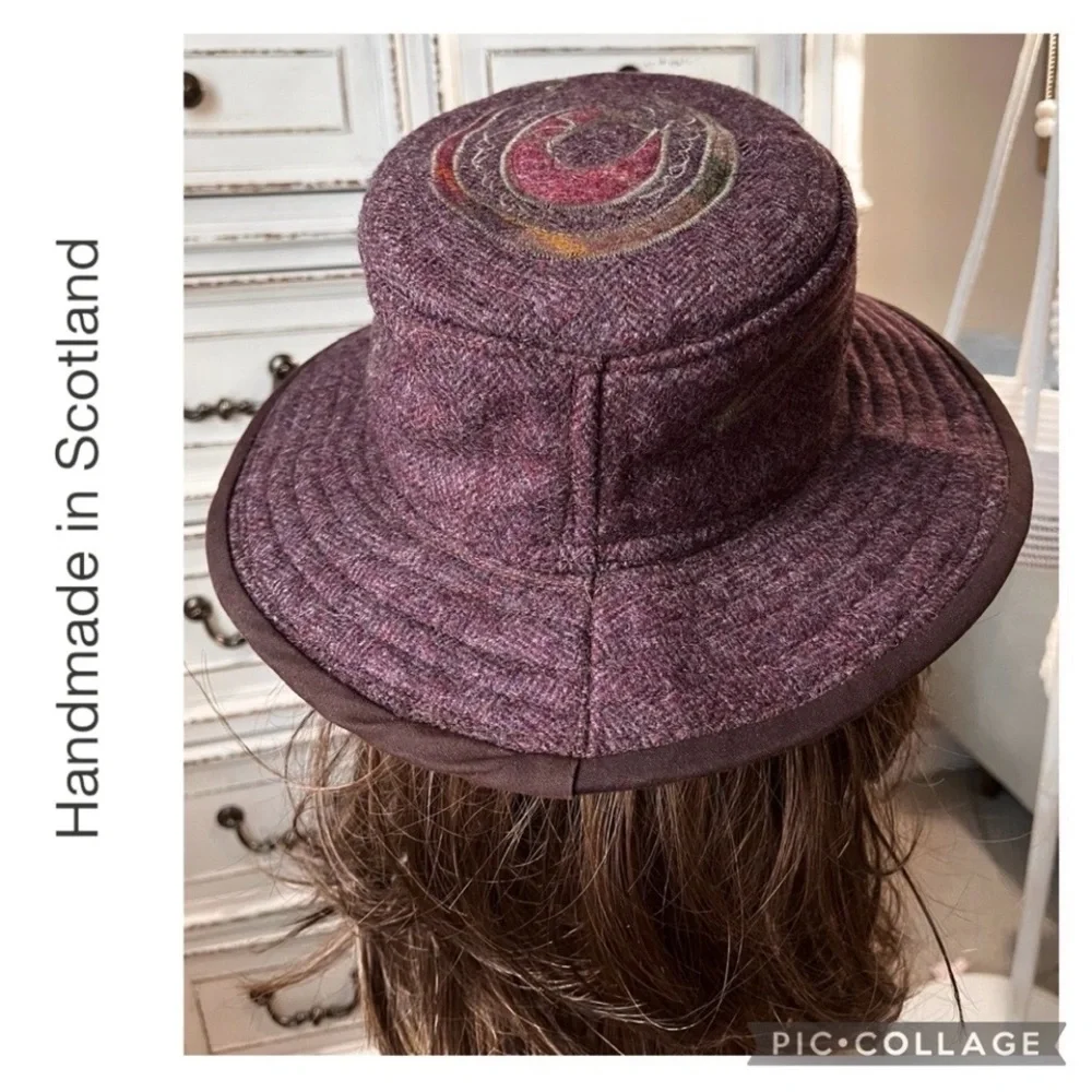 SCOTLAND HANDMADE TULLOCH DESIGNS EMBROIDERED WOOL VELVET HAT